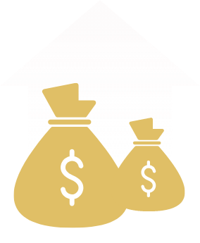 Bags of money with upwards arrow